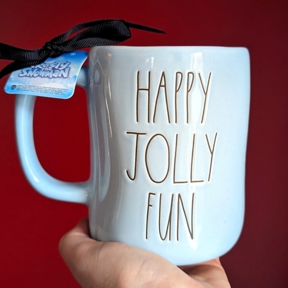❌SOLD❌Rae Dunn x Frosty HAPPY JOLLY FUN Double Sided Mug - Picture 2 of 5